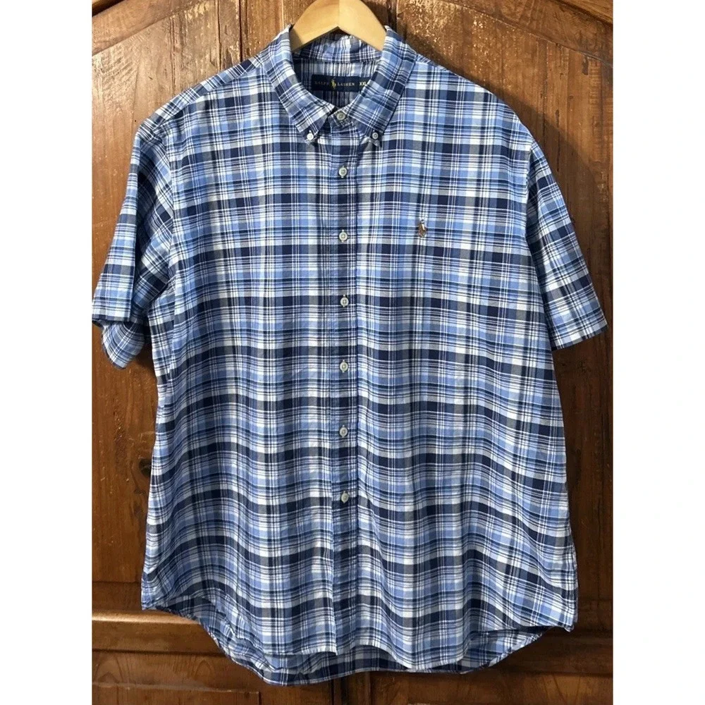 Mens Polo Ralph Lauren Classic Fit Short Sleeve Plaid Shirt Sz 2XL